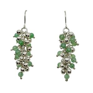 Hand made sterling silver Aventurine bead drop earrings - GM955